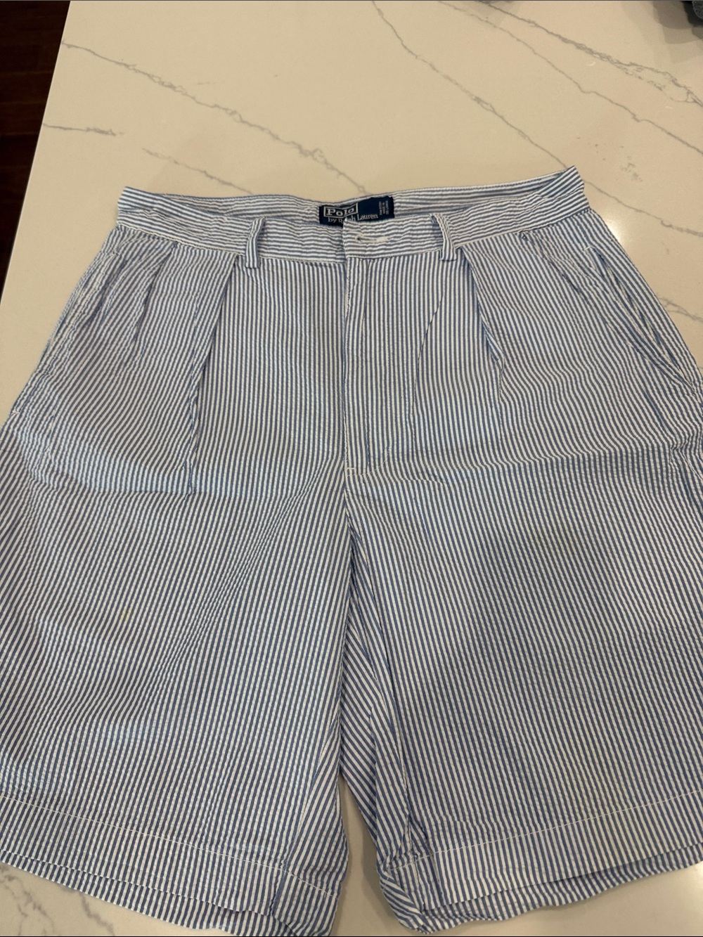 Polo by Ralph Lauren Blue & White Seersucker Shorts